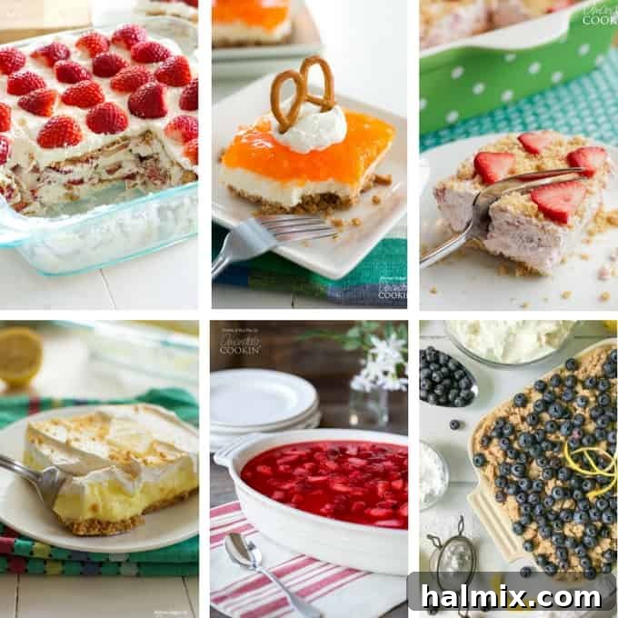 A collage of various delicious one-pan desserts, including fruity, creamy, and chocolate variations, ready to be served.