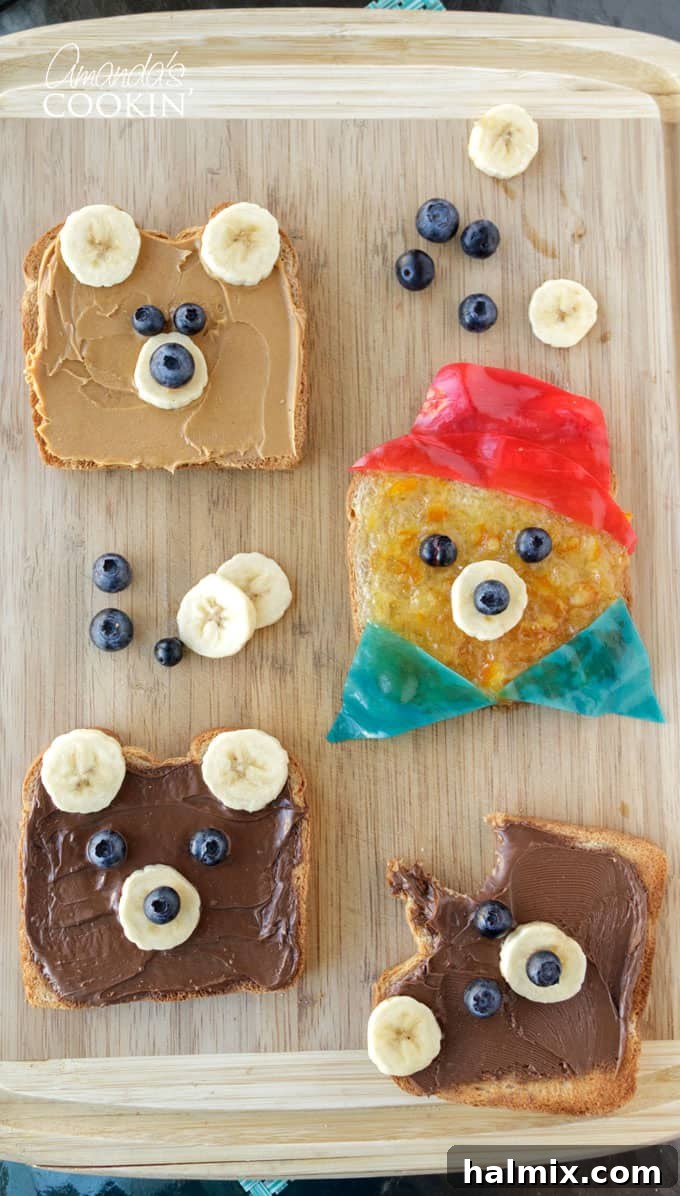 Smiling Paddington Bear Toast on a vibrant background