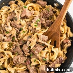 pan of beef stroganoff
