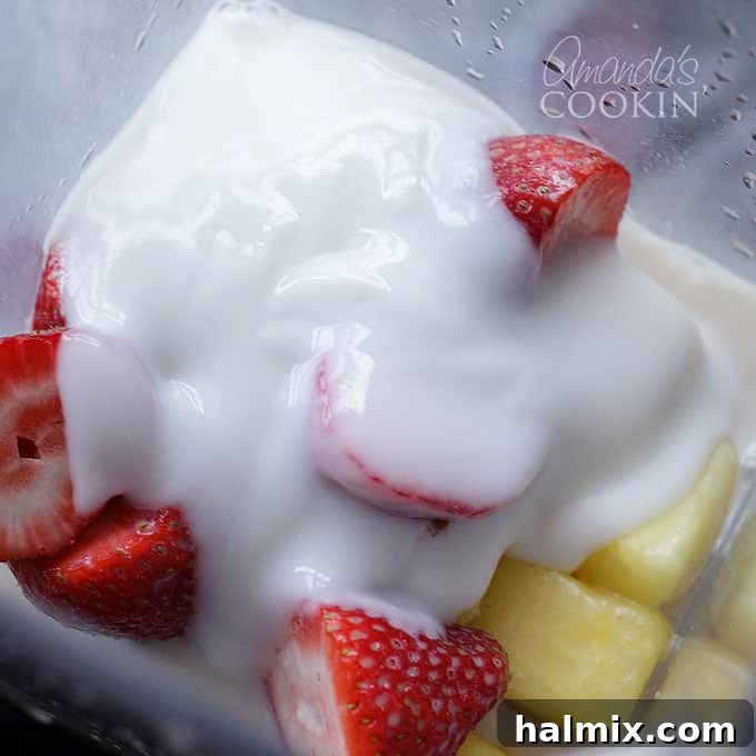 Various fruit and ingredient combinations for custom dairy-free smoothies