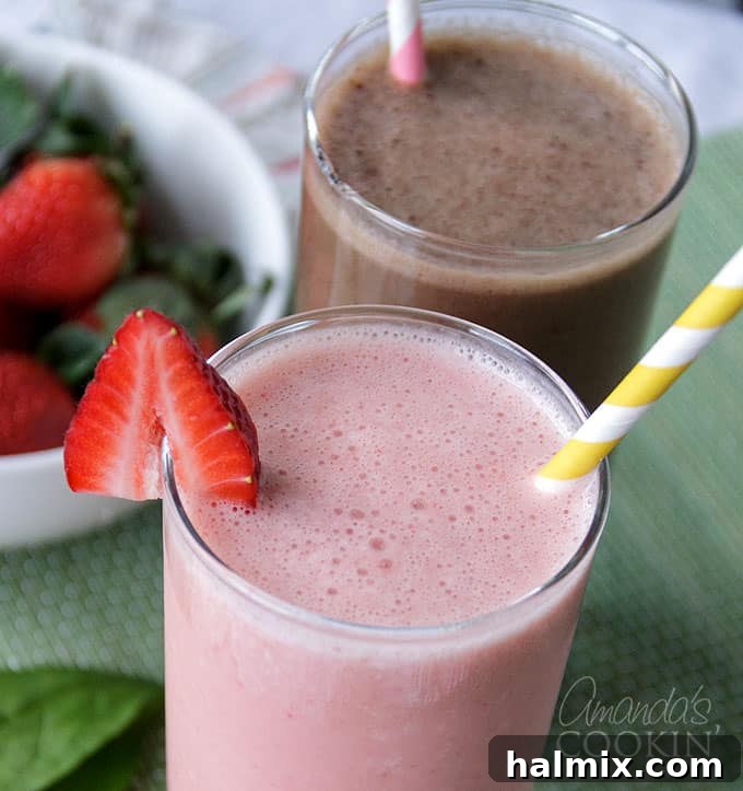 Several glasses of vibrant dairy-free smoothies on a wooden board