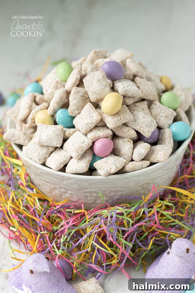 Easter Muddy Buddies/Easter Puppy Chow recipe spread out