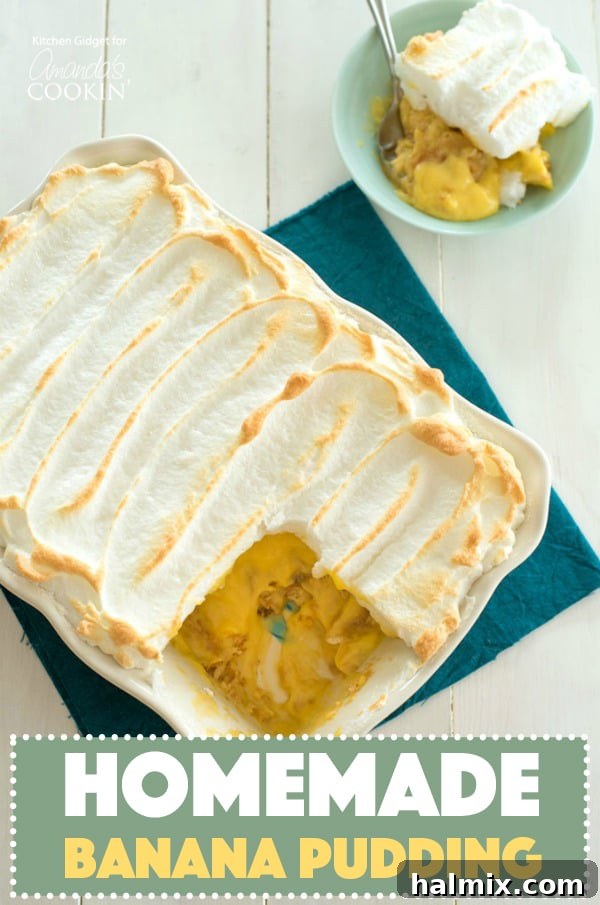 banana pudding in a pan with slice removed