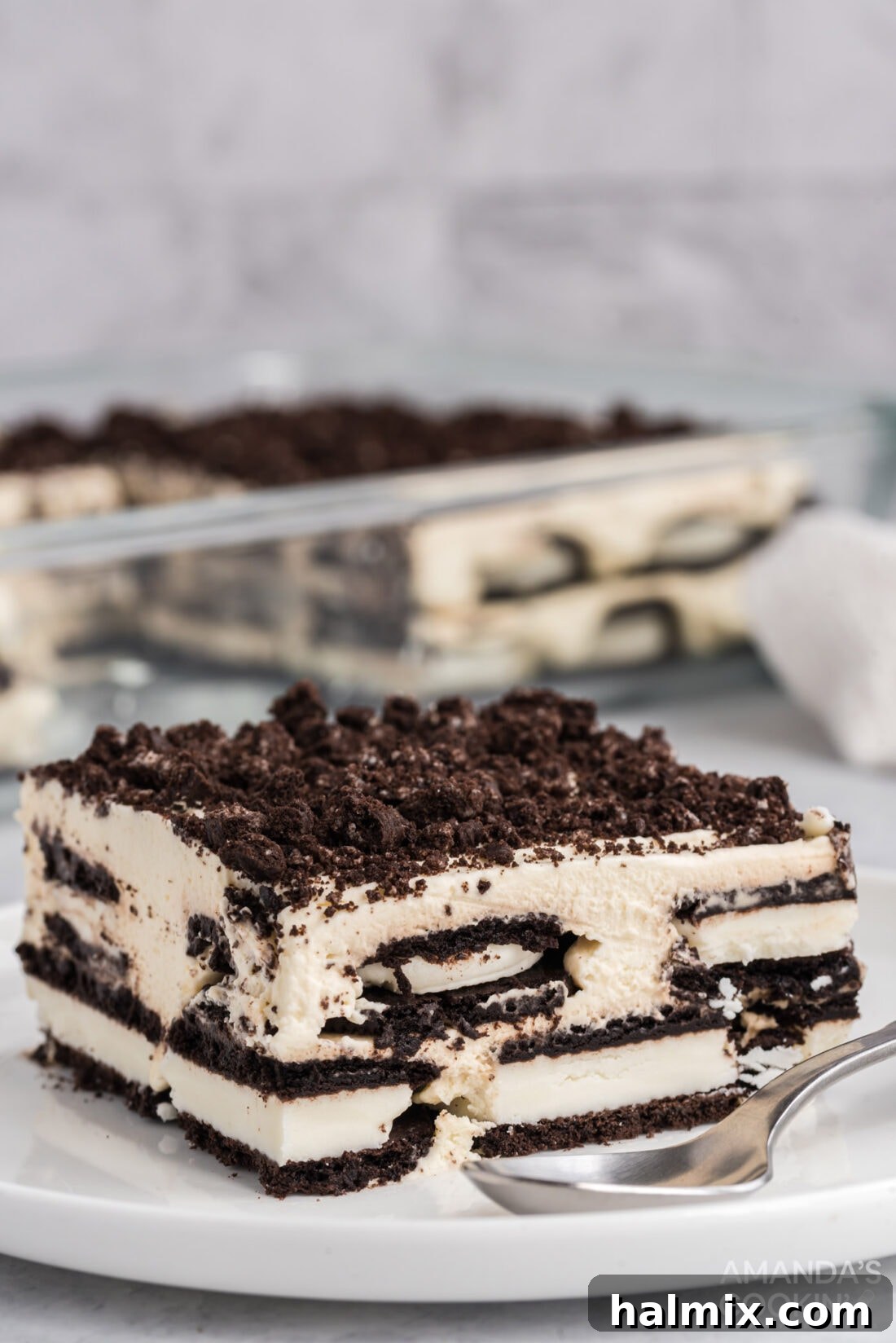 slice of Oreo Icebox Cake