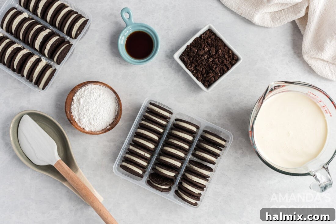 ingredients for Oreo Icebox Cake