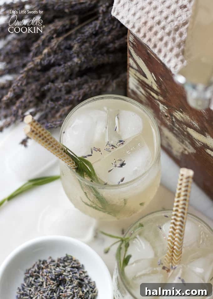 Lavender Lemonade with fresh food-grade lavender garnish
