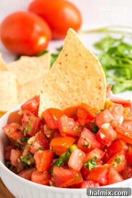salsa fresca with a tortilla chip