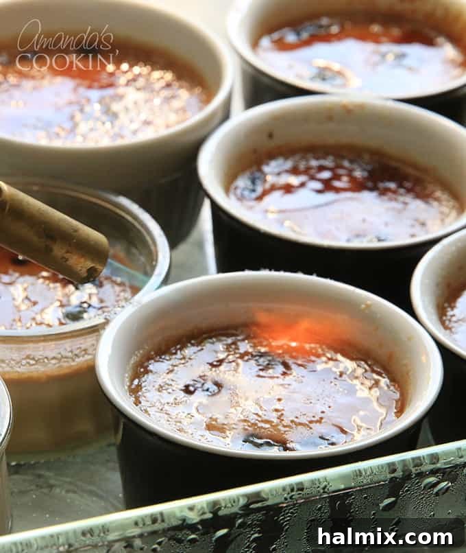 This decadent Espresso Creme Brûlée combines the rich flavor of espresso coffee and the classic French custard for a dessert made in heaven. Espresso creme brulee torched