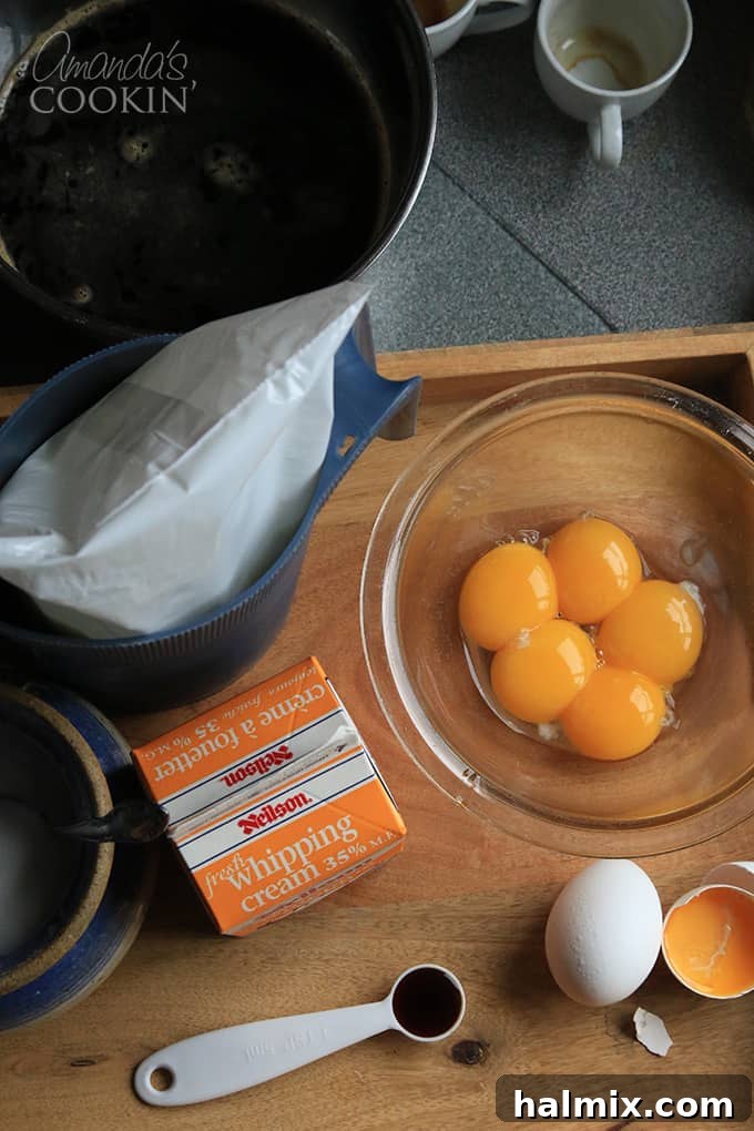 Decadent Espresso Brûlée 4 First, seperate your egg yolks for your espresso creme brulee.