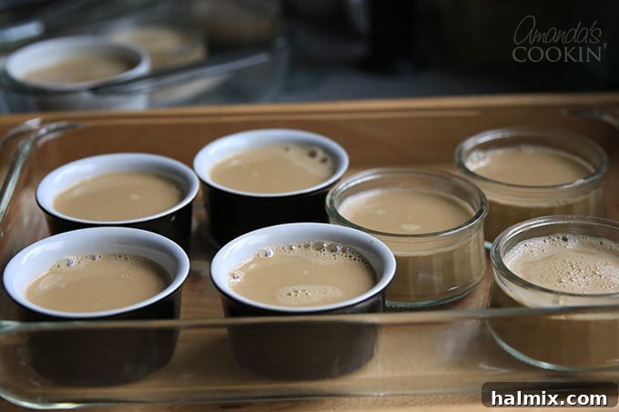 Decadent Espresso Brûlée 7 Making espresso creme brulee in ramekins