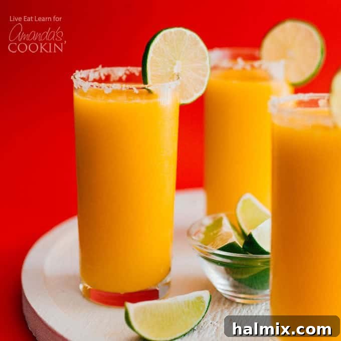 3 glasses of mango margarita slush