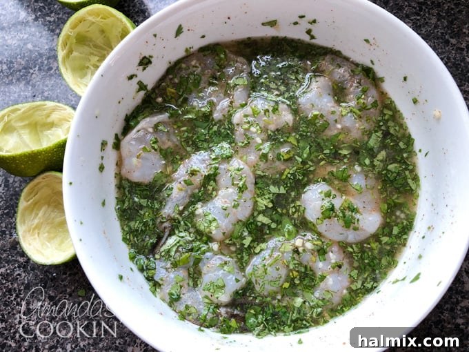 Zesty Prawn Sizzle 4 marinating chili lime shrimp