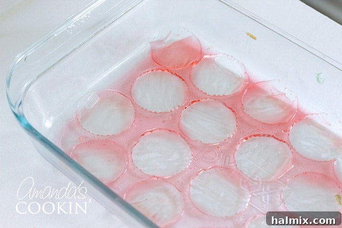 Cupcakes in a pan with set Jell-O, ready to be removed