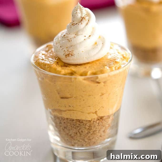 Less than 10 ingredients and absolutely zero oven time is what it takes to make this amazing no-bake pumpkin cheesecake. Super easy and equally impressive, your guests will love it. A small glass jar filled with single-serve no-bake pumpkin cheesecake, topped with whipped cream and a sprinkle of spice.
