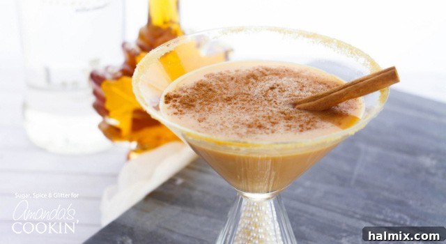 Pumpkin Pie Martini ready to serve, showing the finished drink.
