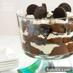 chocolate trifle in a trifle bowl