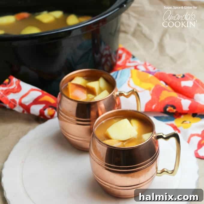 apple cider in copper mugs