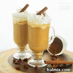 pumpkin hot chocolate in glass mugs