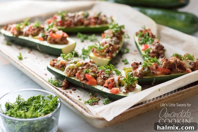 pan of stuffed zucchini boats