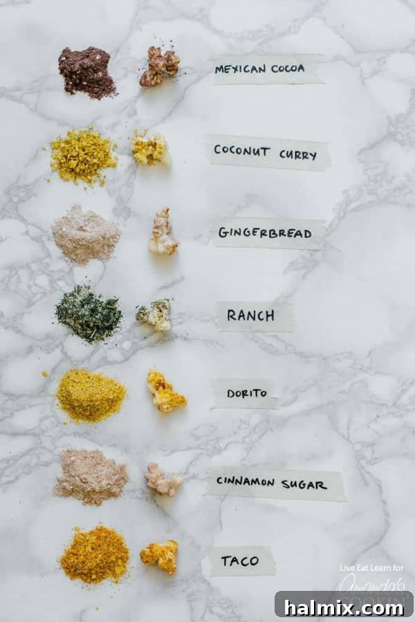 An enticing final shot showcasing a large, inviting bowl of freshly seasoned popcorn, emphasizing the homemade goodness and variety of flavors possible.