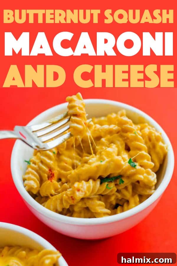 Butternut Squash Mac and Cheese, a comforting and healthy fall meal.