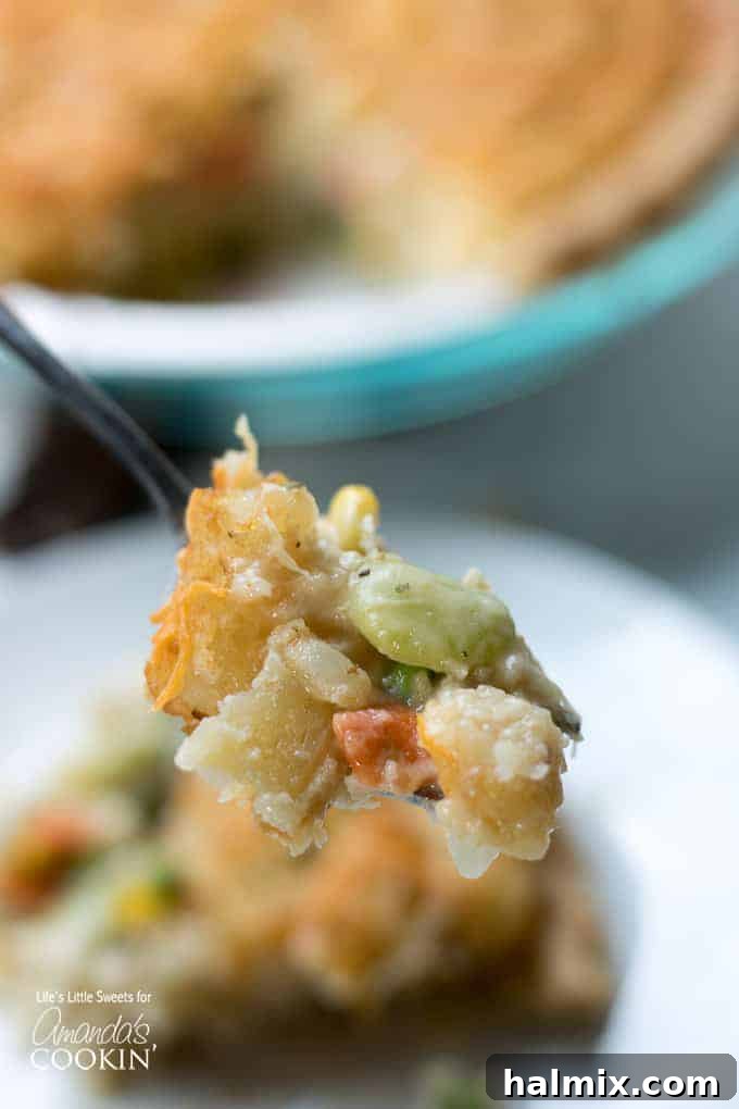 Forkfull of Chicken Pot Pie Tater Tot Casserole