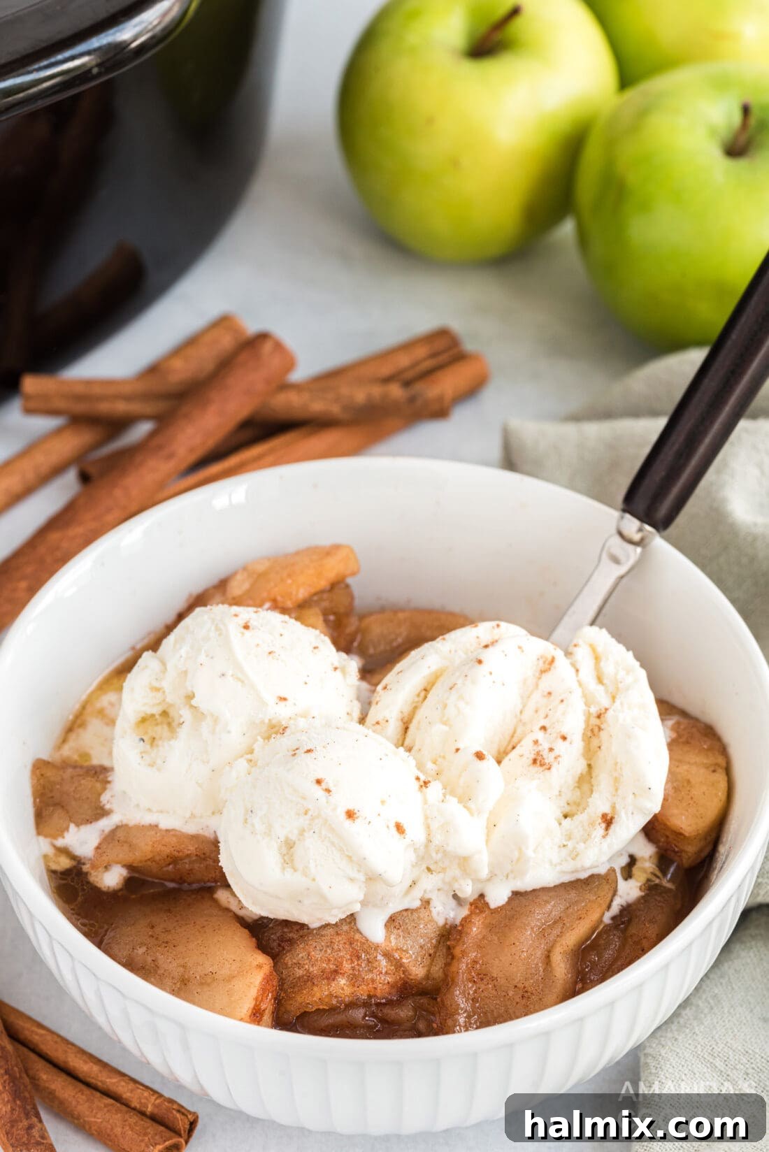 Slow-Cooked Apple Cinnamon Delight 3 ice cream on Crockpot Cinnamon Apples