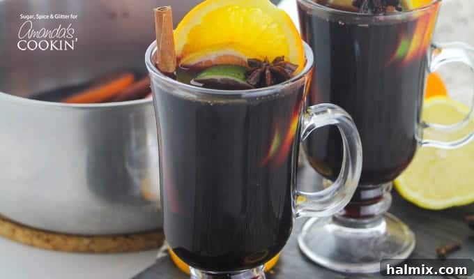 Classic mulled wine recipe in a clear glass