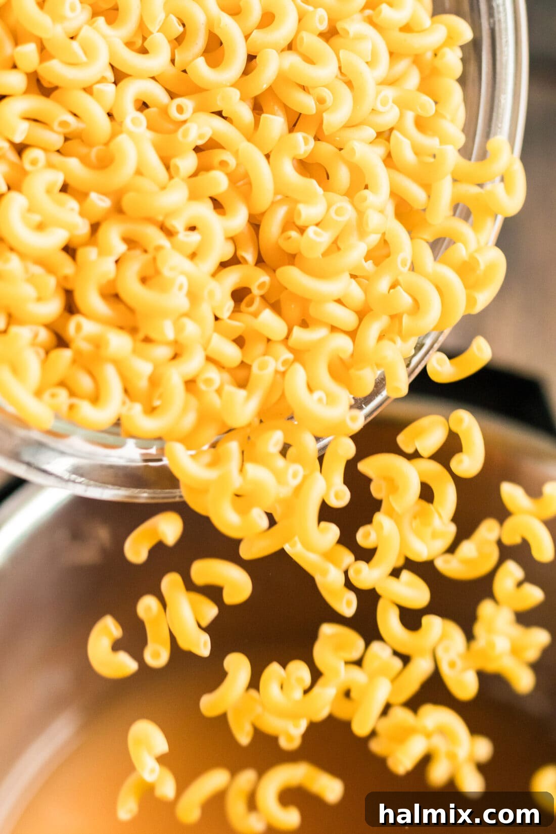 Close-up of creamy Instant Pot Mac and Cheese ready to eat