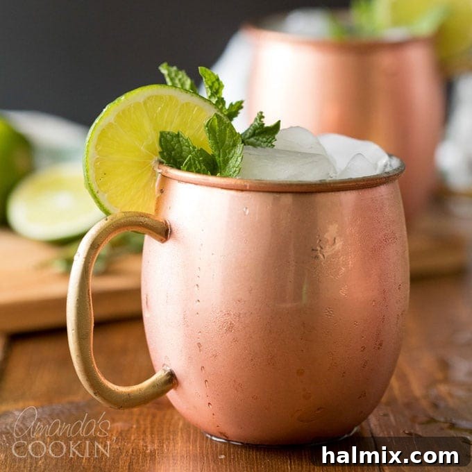 frosty copper mug of moscow mule