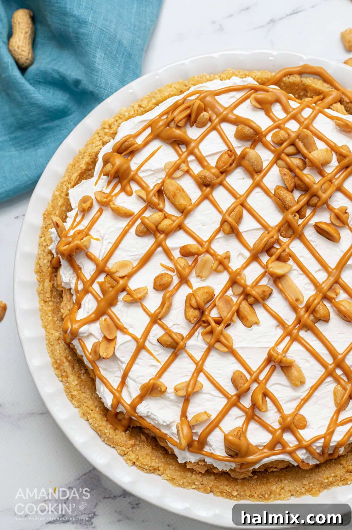 overhead photo of peanut butter pie