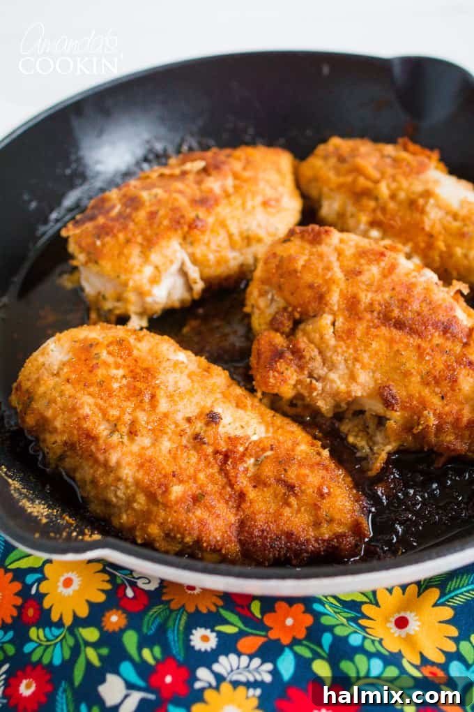 Spicy Oven Fried Chicken in skillet