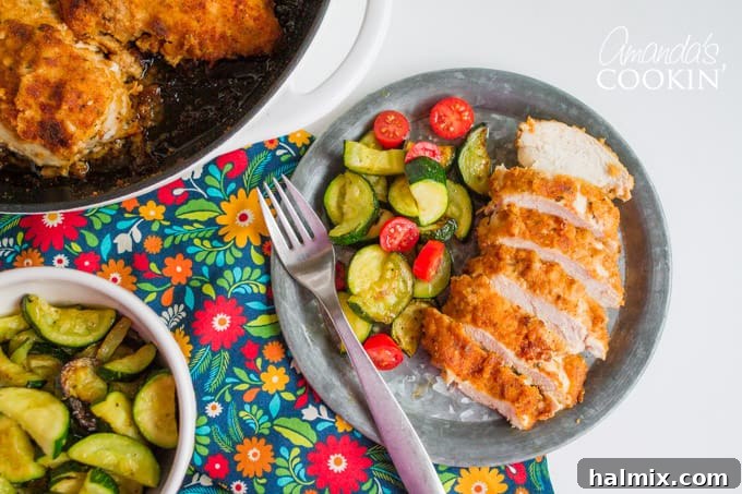 Sliced Spicy Oven Fried Chicken on plate