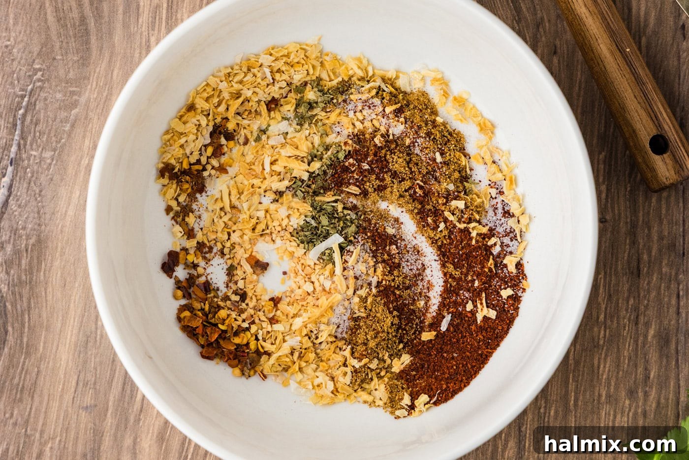 taco seasoning partially mixed in a bowl