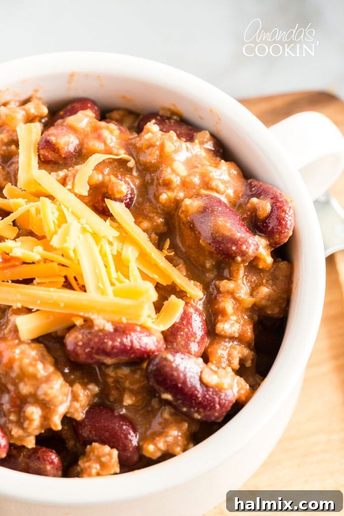 close up of bowl of chili