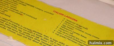 Classic Italian Lasagna 3 Original Creamette box recipe label for Italian lasagna with meat