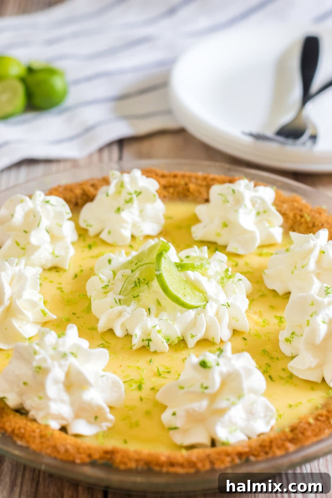 Refreshing Lime Perfection 9 A beautiful close-up shot of a Key Lime Pie slice, highlighting its creamy texture and vibrant color