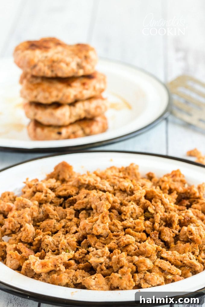 Crafting Delicious Homemade Pizza Sausage 2 ground pizza sausage on a plate with sausage patties in the background