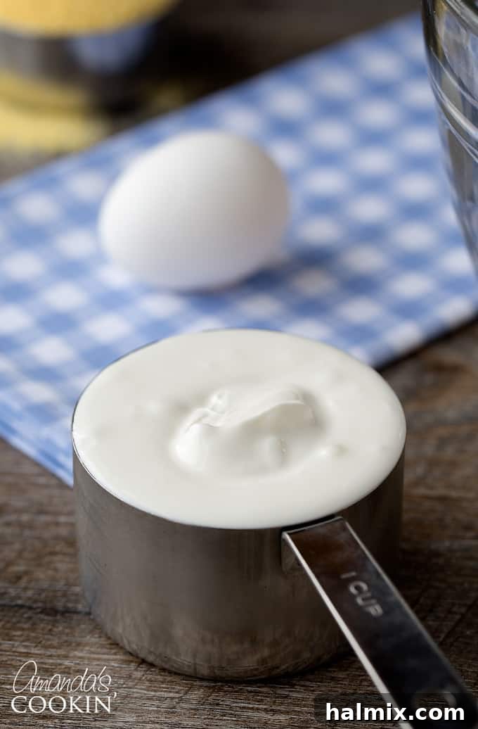 Delicious Sweet Cornbread 5 A close-up of the sweet cornbread batter with wet and dry ingredients just combined in a bowl, ready to be poured into a baking dish.