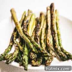 A close up of a grilled asparagus