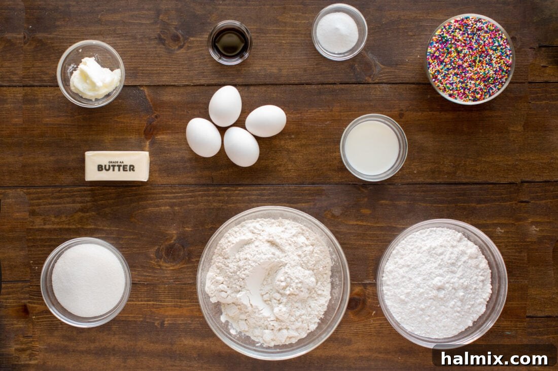Ingredients for Italian Anisette Cookies laid out, ready for baking.