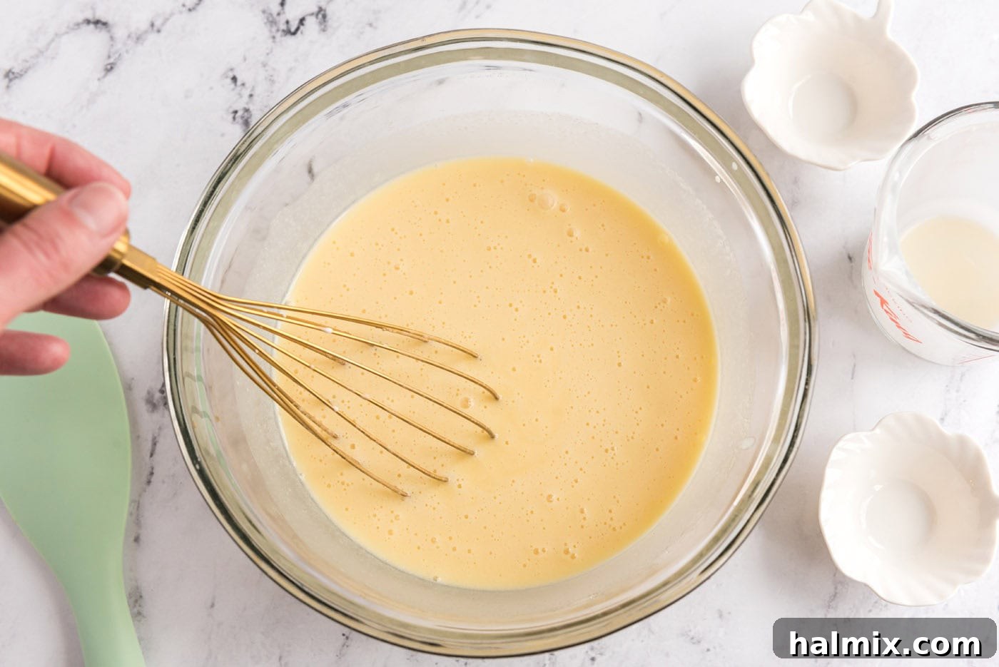 whisked ice cream custard base in a bowl