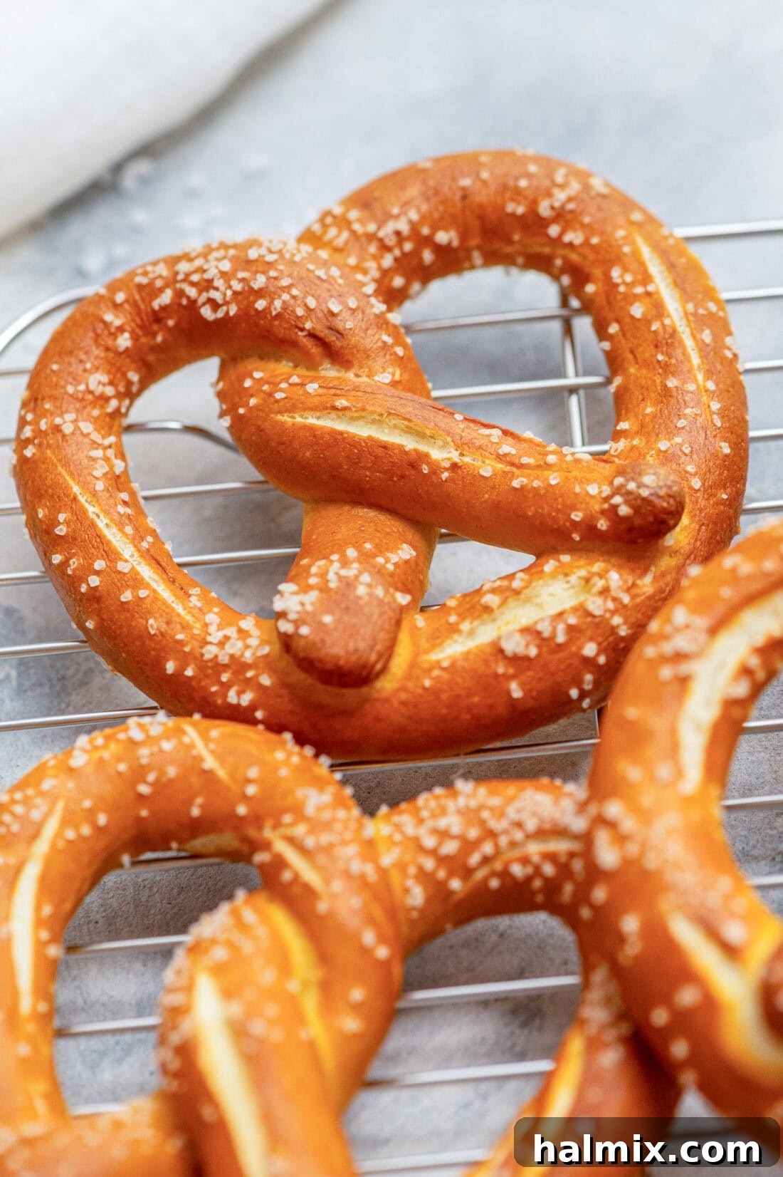 pretzels on wire rack