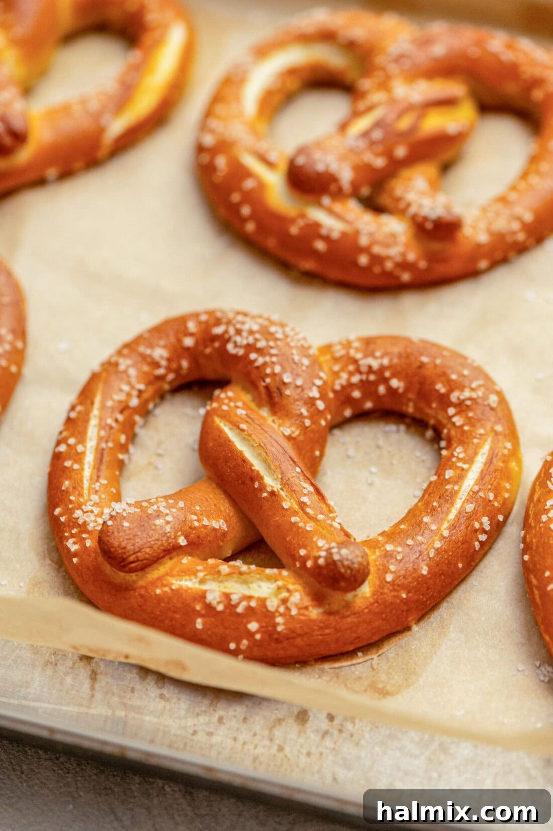 homemade german pretzels on parchment