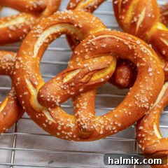 homemade german pretzel on wire rack