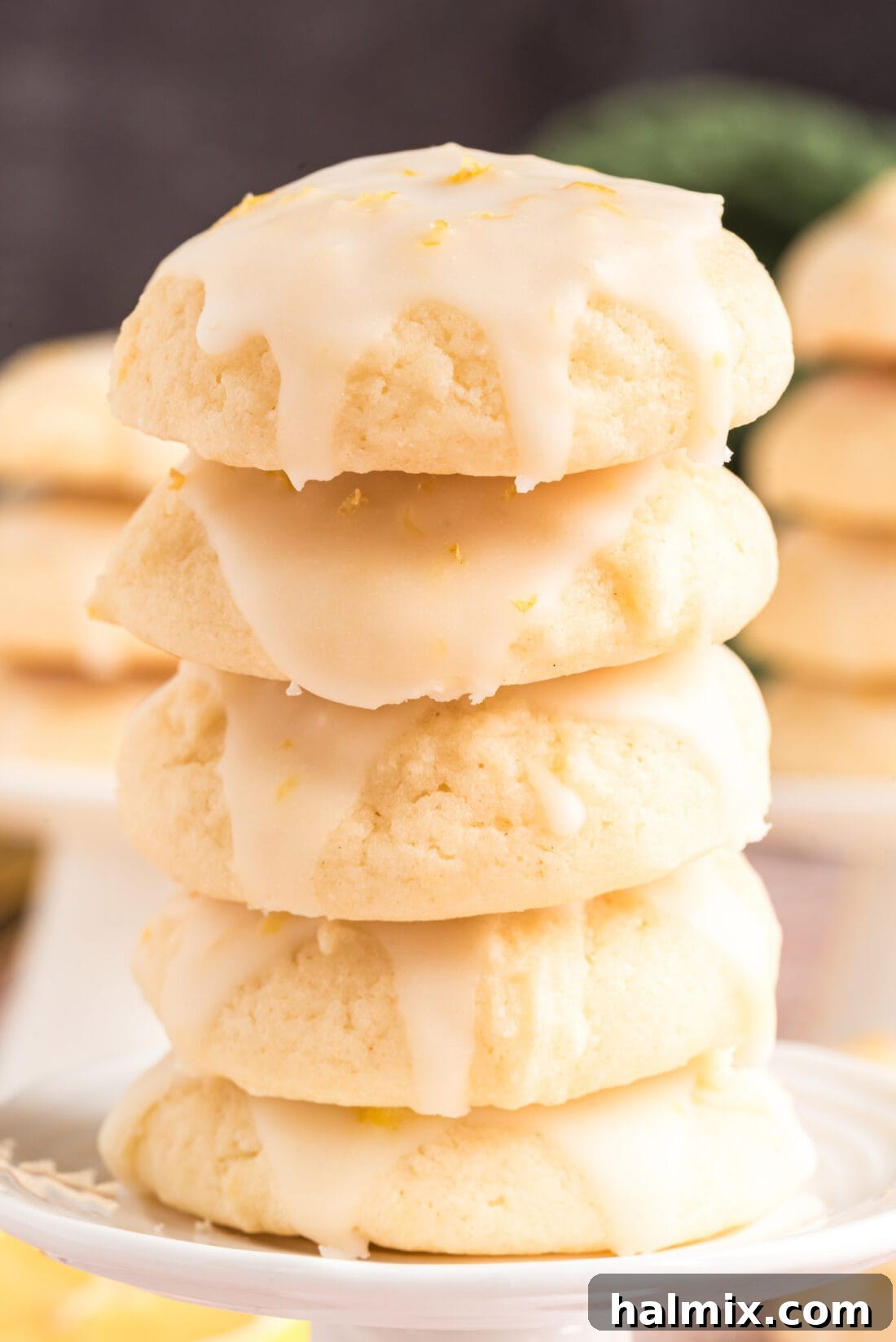 Tangy Lemon Clouds 18 A beautiful stack of glazed Lemon Drop Cookies, ready to be enjoyed