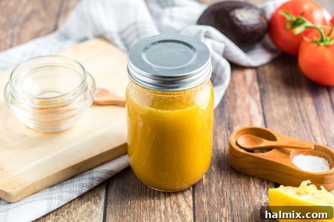salad dressing for cobb salad - homemade red wine vinaigrette in a mason jar