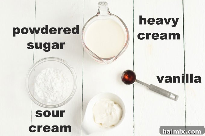ingredients for whipped cream topping