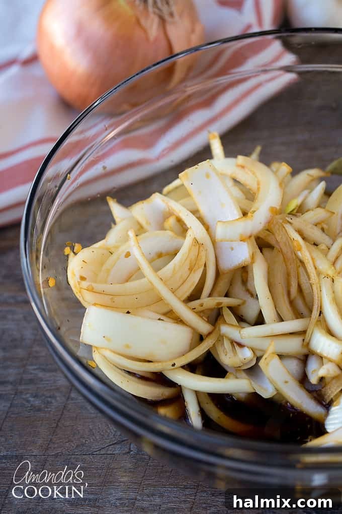 Whisking together the unique sauce ingredients for the Amish Pot Roast before pouring over the beef.