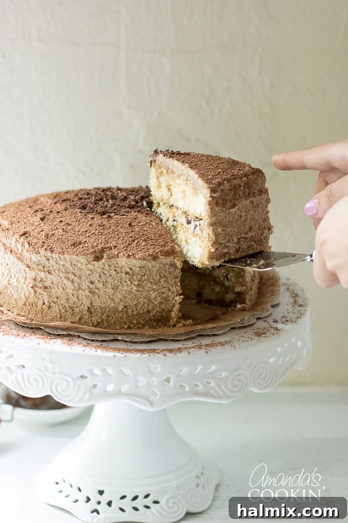 a perfect slice of tiramisu cake on a plate